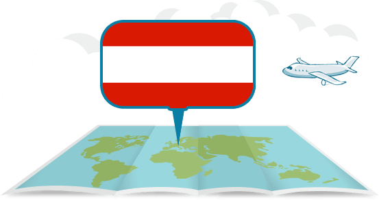 globe with airplane Austria