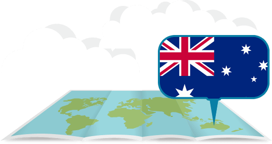 globe with airplane Australia