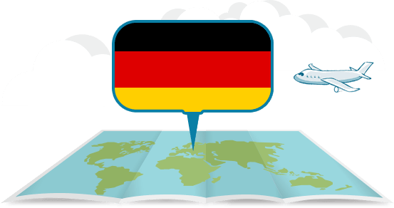 globe with airplane Germany