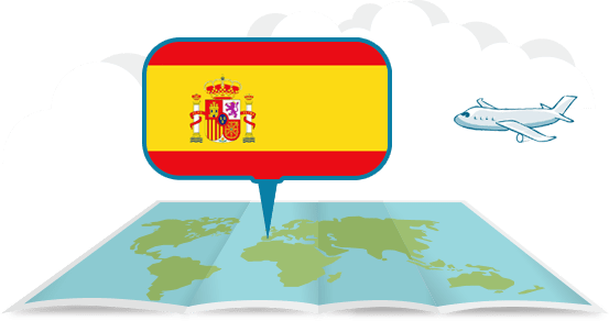 globe with airplane Spain