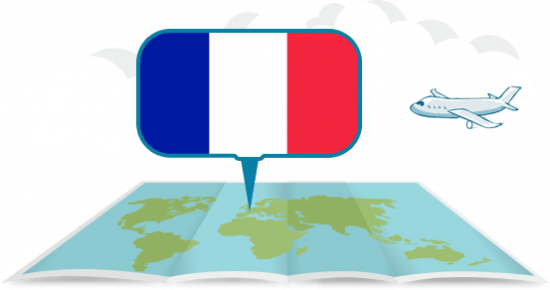 globe with airplane France