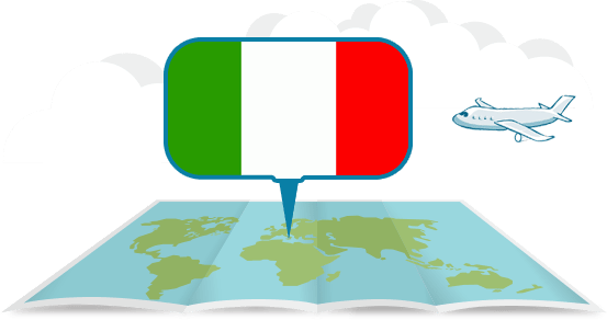 globe with airplane Italy