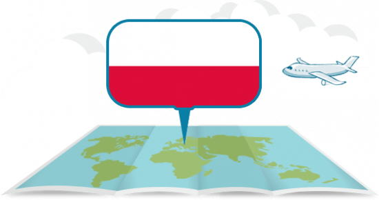 globe with airplane Poland