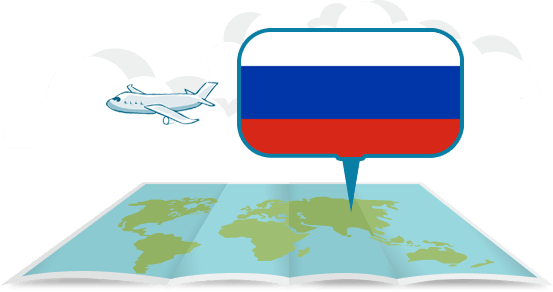 globe with airplane Russian federation