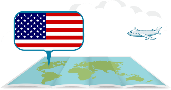 globe with airplane USA / United States / America